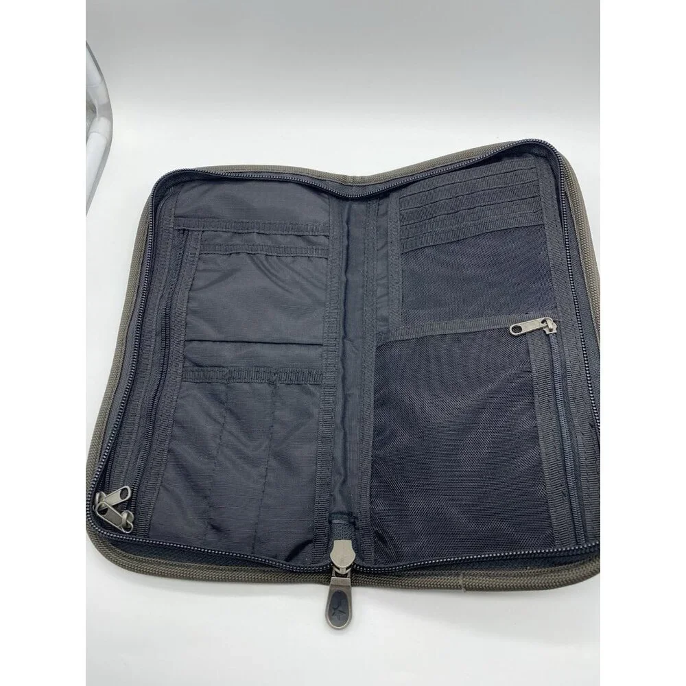 JanSport Brown Travel Organizer Passport Document Holder Zip Case
